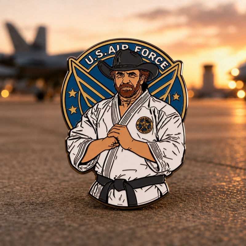 Chuck soft enamel pin — AI product shot