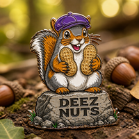 DEEZ NUTS soft enamel pin — AI product shot