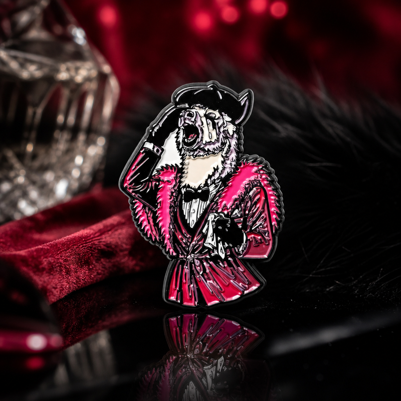 Drama Llama soft enamel pin — AI product shot