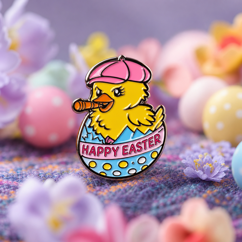 Shell-by the Easter pin with Scallytude! soft enamel pin — AI product shot