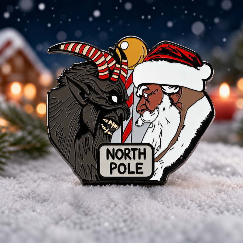 Christmas Krampus 2025 1 soft enamel pin — AI product shot