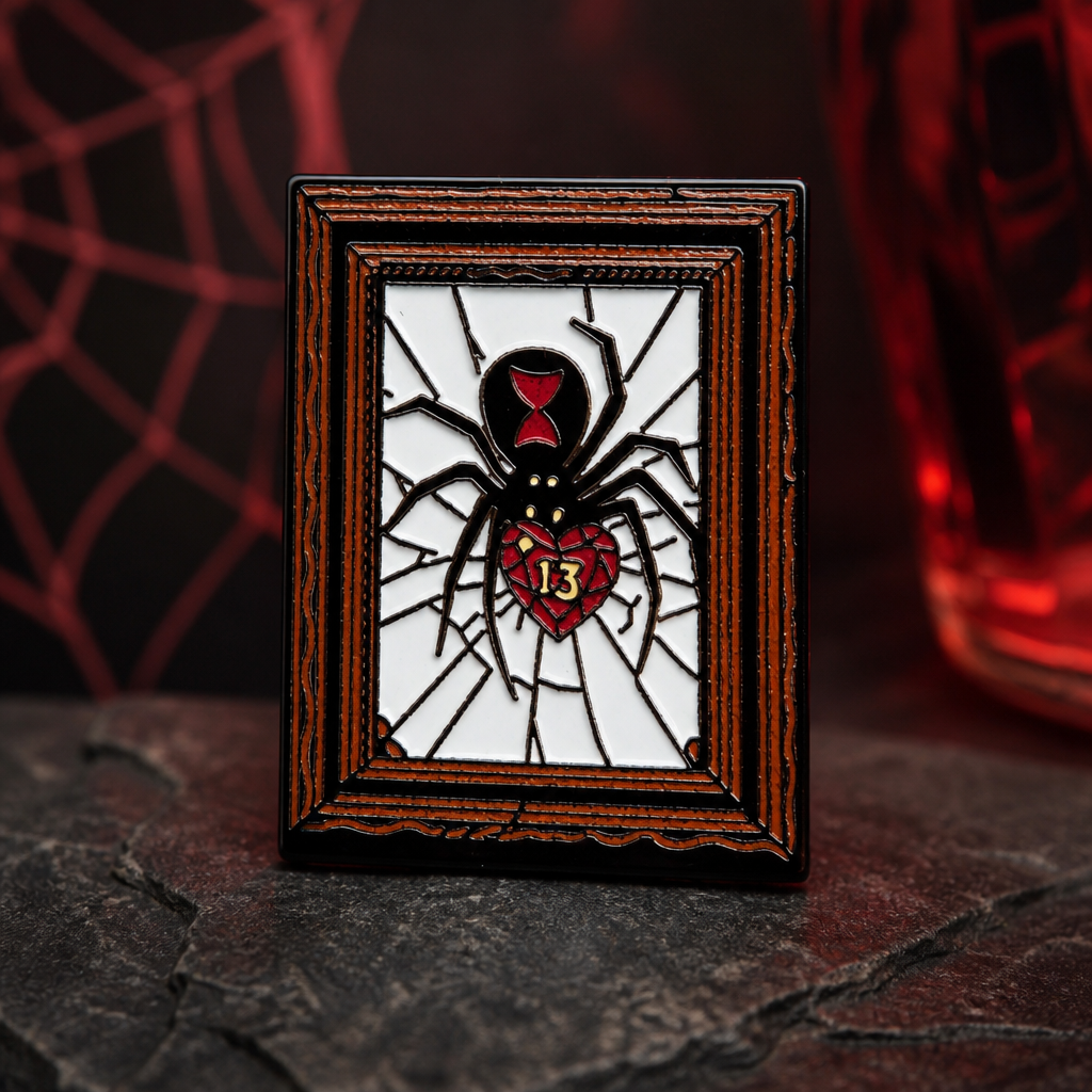 Friday 13th Romance soft enamel pin — AI product shot