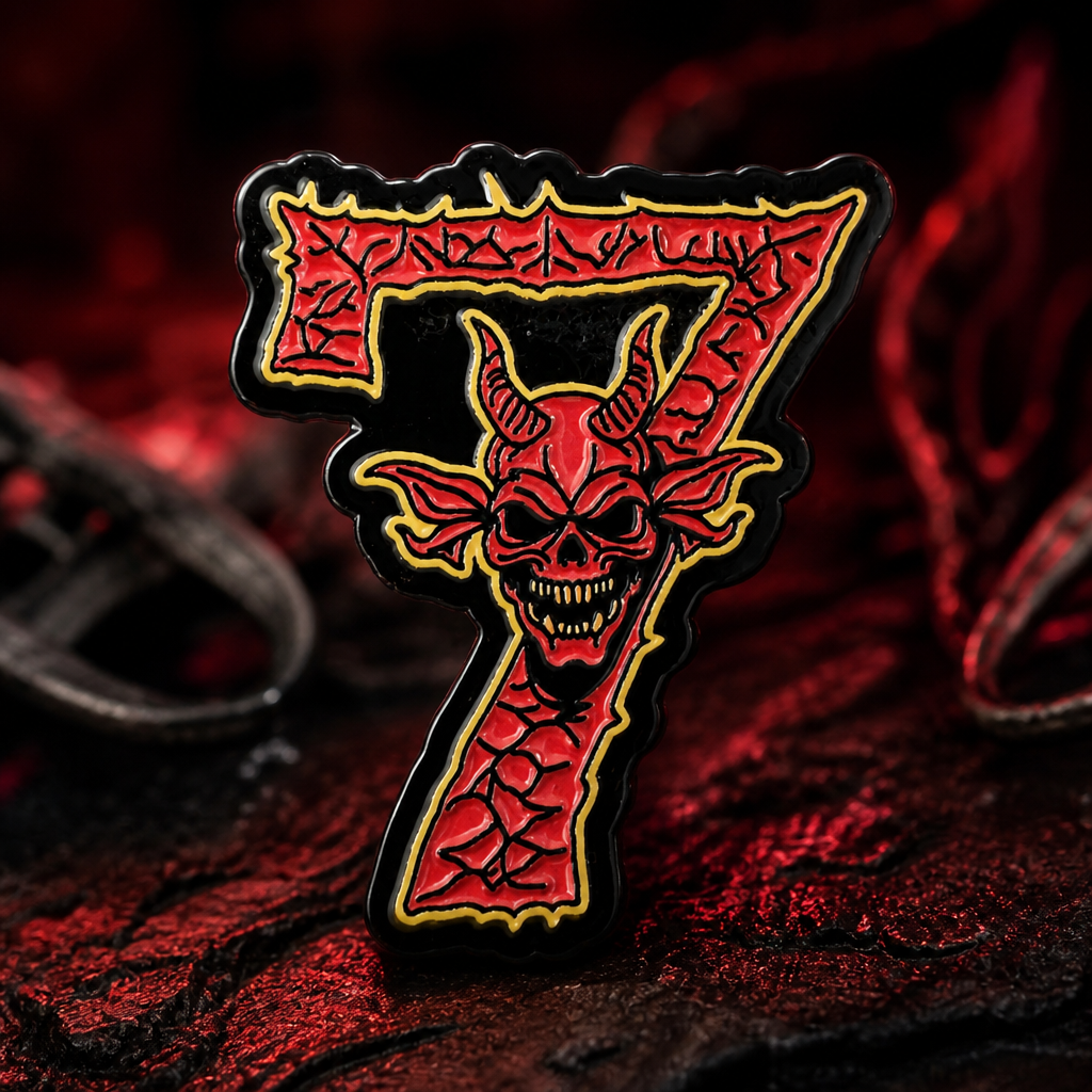 Lucky 7 soft enamel pin — AI product shot