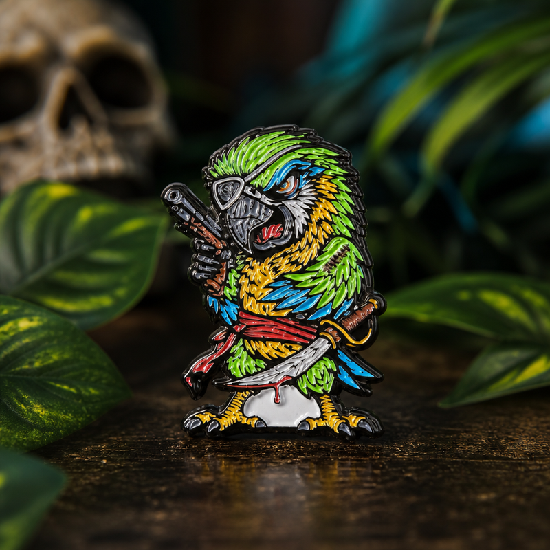 Polly soft enamel pin — AI product shot