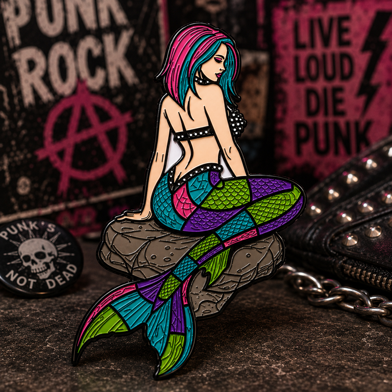 Punk Mermaid soft enamel pin