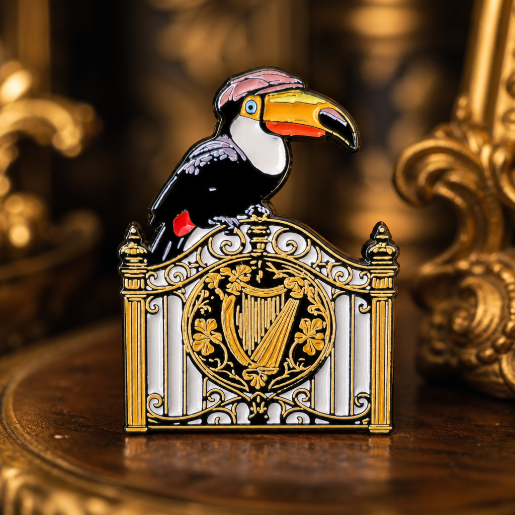St. James soft enamel pin — AI product shot