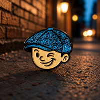 Brick alley dusk with streetlamp bokeh