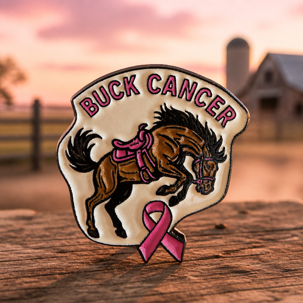 Dusty ranch golden hour with soft pink sky
